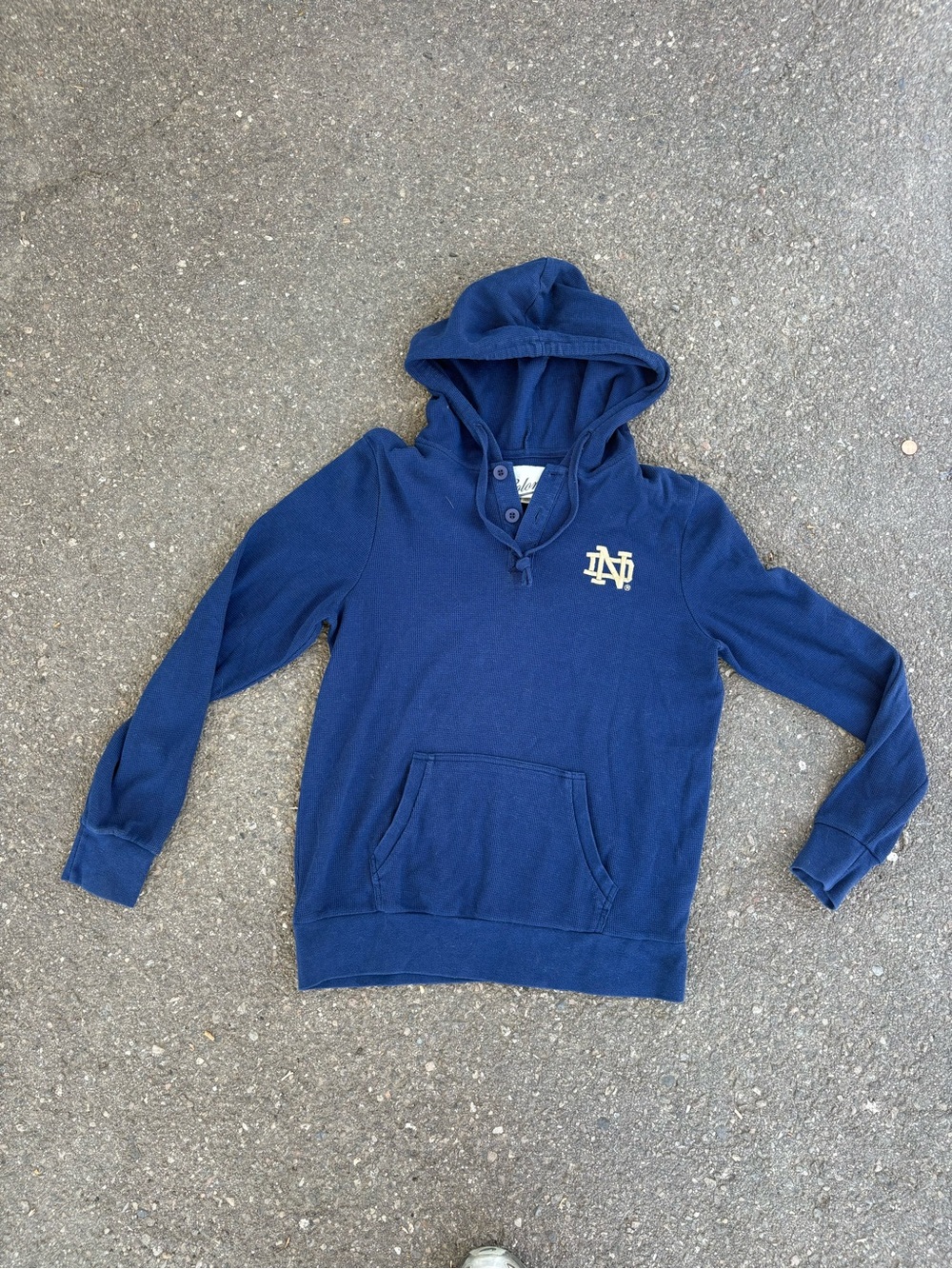 Navy Hooded Pullover Sweatshirt with White ND Chest Logo